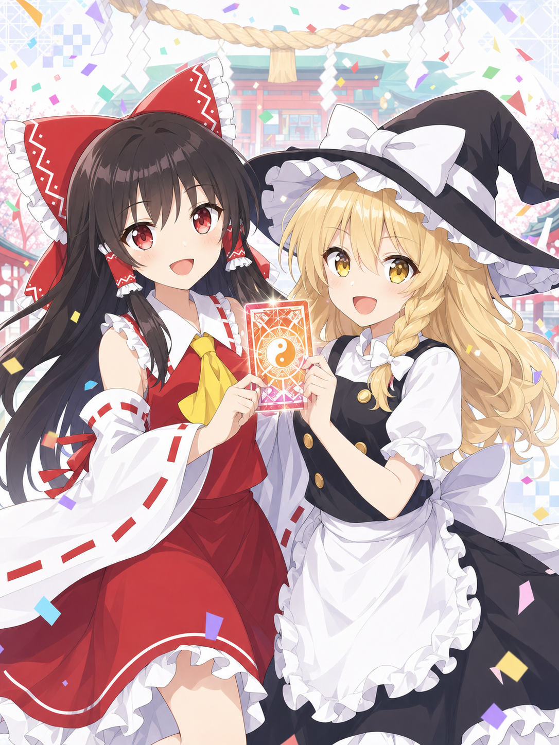東方キャラクターがテスト結果を喜ぶご褒美イラスト