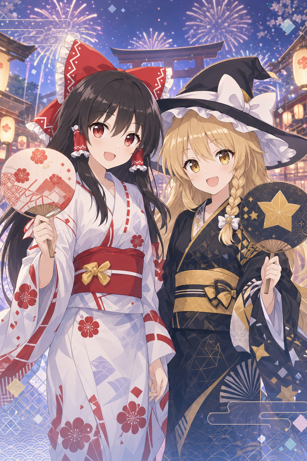 英検のテスト結果と東方キャラクターのご褒美イラスト